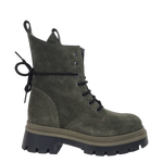 Anfibi con stringhe in camoscio verde suola alta F/W