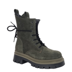 Anfibi con stringhe in camoscio verde suola alta F/W
