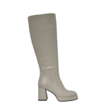 Stivale con tacco e plateau basso in pelle panna F/W