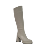 Stivale con tacco e plateau basso in pelle panna F/W