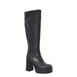 Stivale con tacco e plateau alto in pelle nero F/W