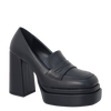 Mocassini con tacco e doppio plateau in pelle nero F/W