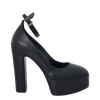 Decoltè pelle nero con tacco alto e plateau made in italy F/W