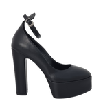 Decoltè pelle nero con tacco alto e plateau made in italy F/W