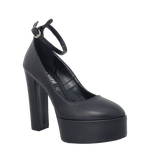 Decoltè pelle nero con tacco alto e plateau made in italy F/W