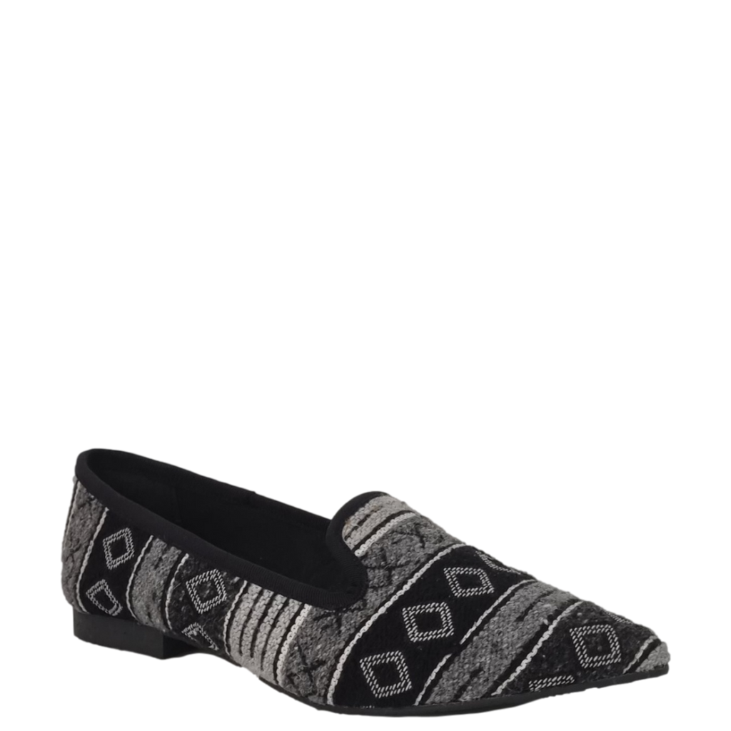 Ballerine in tessuto multicolor nero grigio a punta F/W
