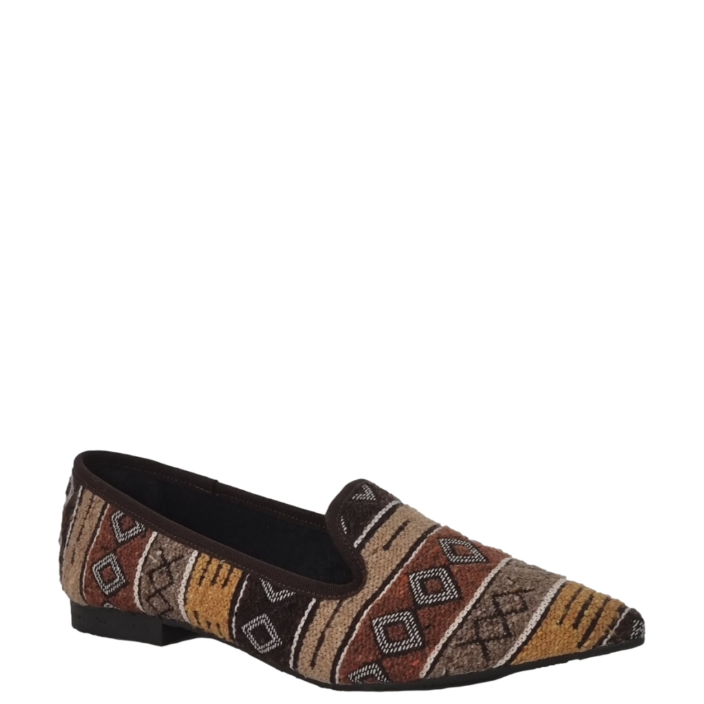Ballerine in tessuto multicolor camel a punta F/W