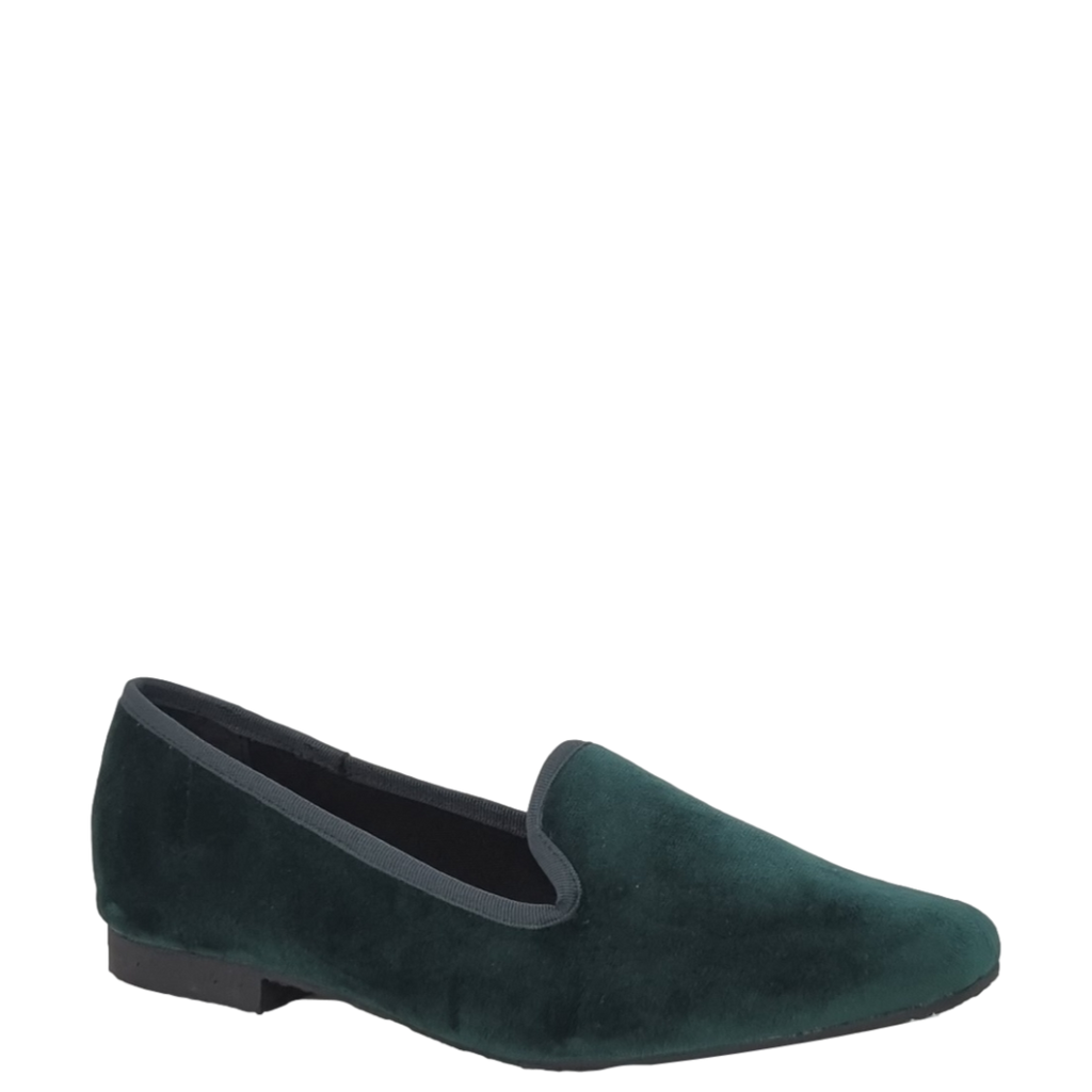 Ballerine verde a punta tonda in vellutino F/W