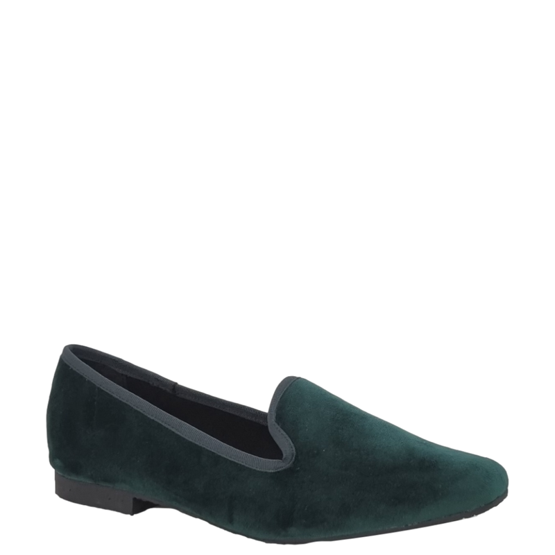 Ballerine verde a punta tonda in vellutino F/W