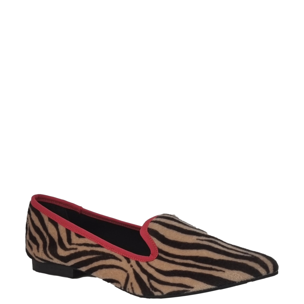 Ballerine animalier zebrate a punta con riporto rosso F/W