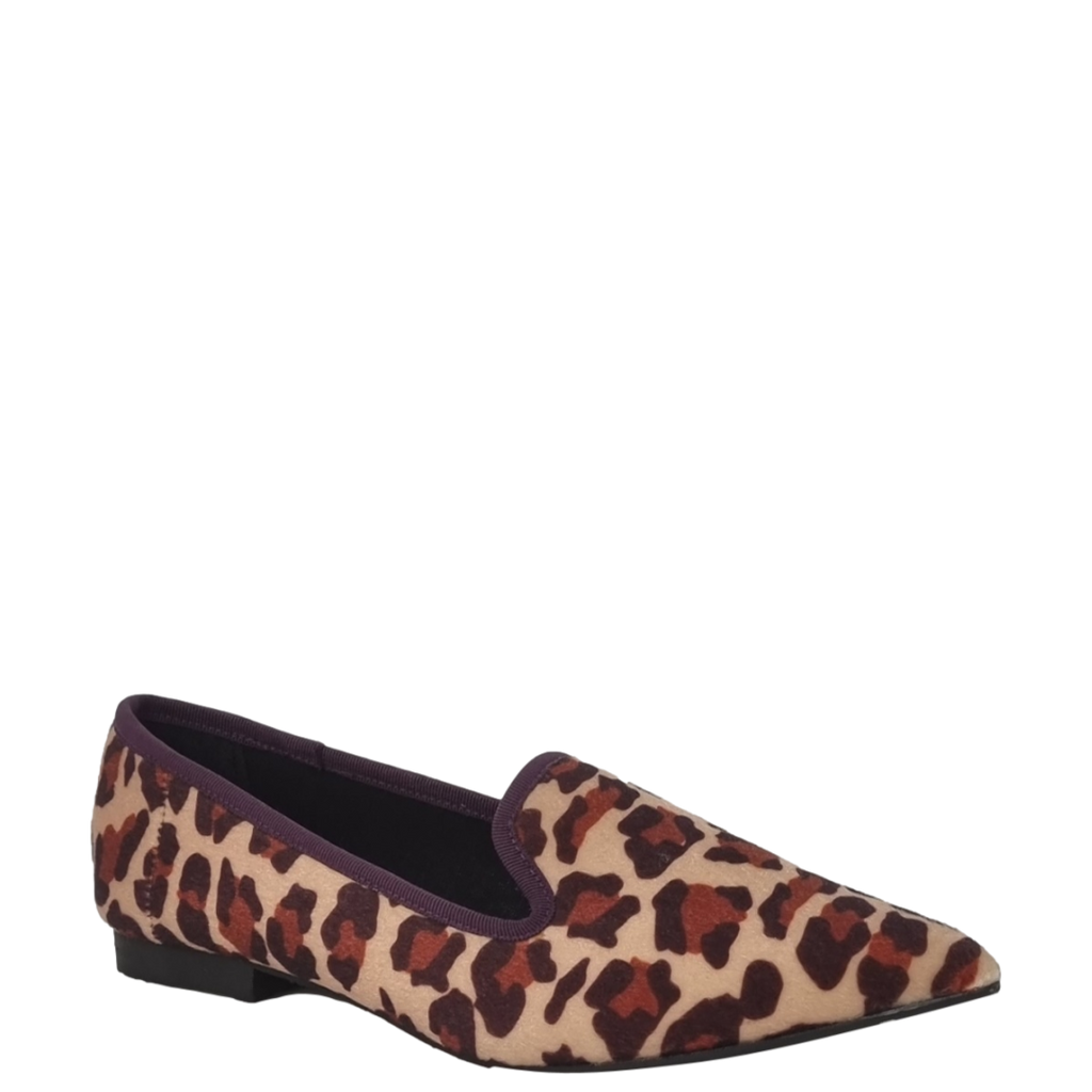 Ballerine animalier leopardo a punta con riporto viola F/W