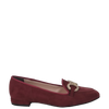 Mocassini camoscio bordò con tacco basso e accessorio oro F/W