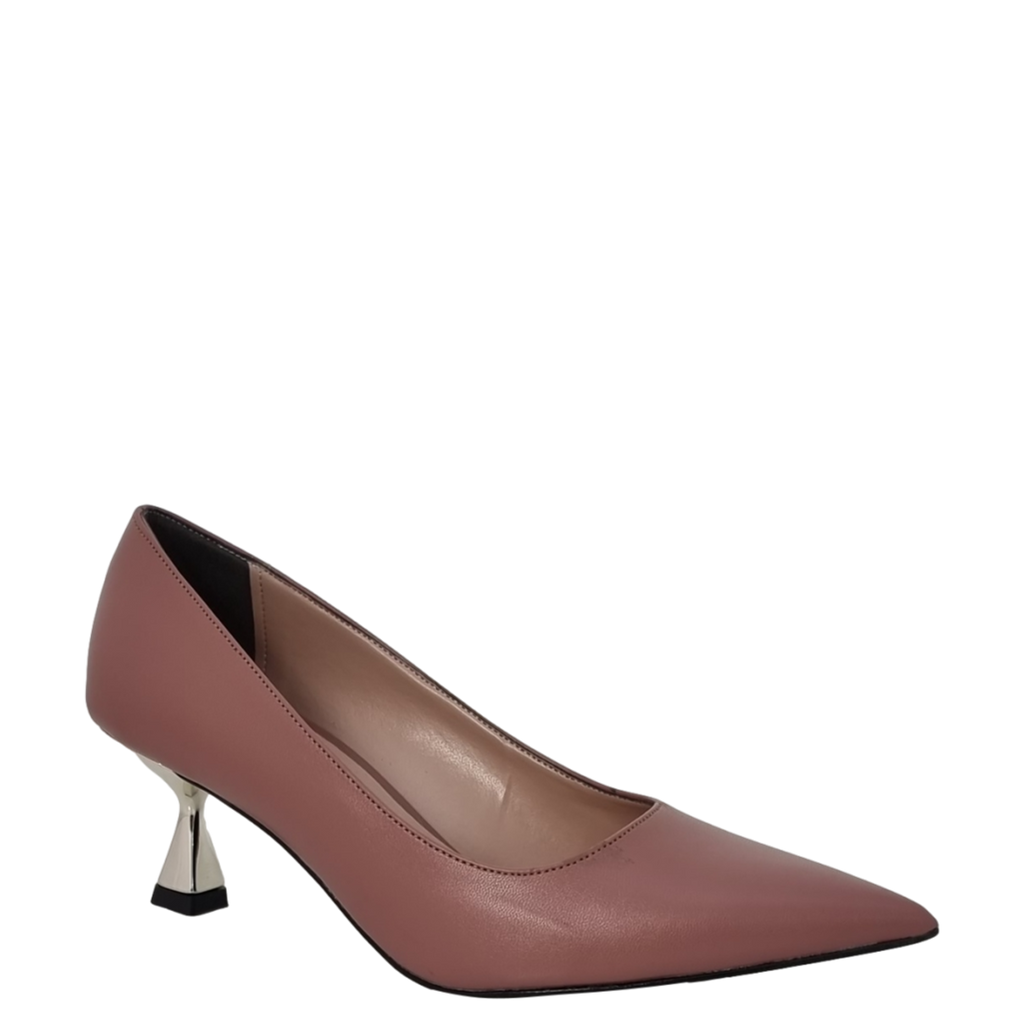 Décolleté rosa cipolla con tacco particolare oro F/W