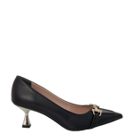 Décolleté nero con tacco particolare oro e accessorio F/W