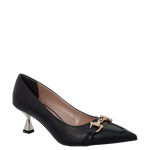 Décolleté nero con tacco particolare oro e accessorio F/W