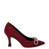Décolleté tacco 7 in camoscio bordeaux con fiocco strass F/W