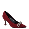 Décolleté tacco 7 in camoscio bordeaux con fiocco strass F/W