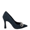 Décolleté tacco alto in camoscio verde con fiocco strass F/W