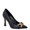 Décolleté tacco alto in pelle nero con accessorio oro F/W