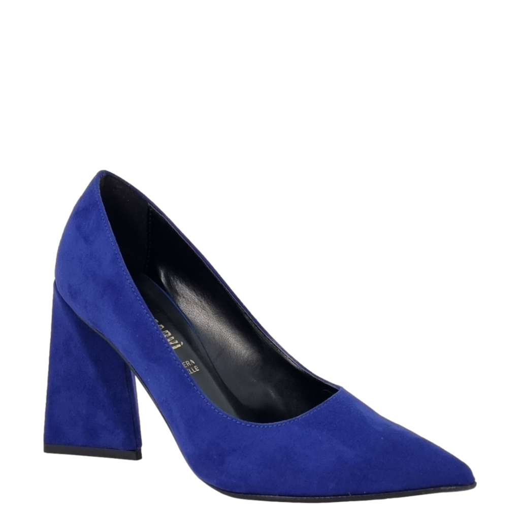 Decoltè camoscio bluette tacco a piramide F/W