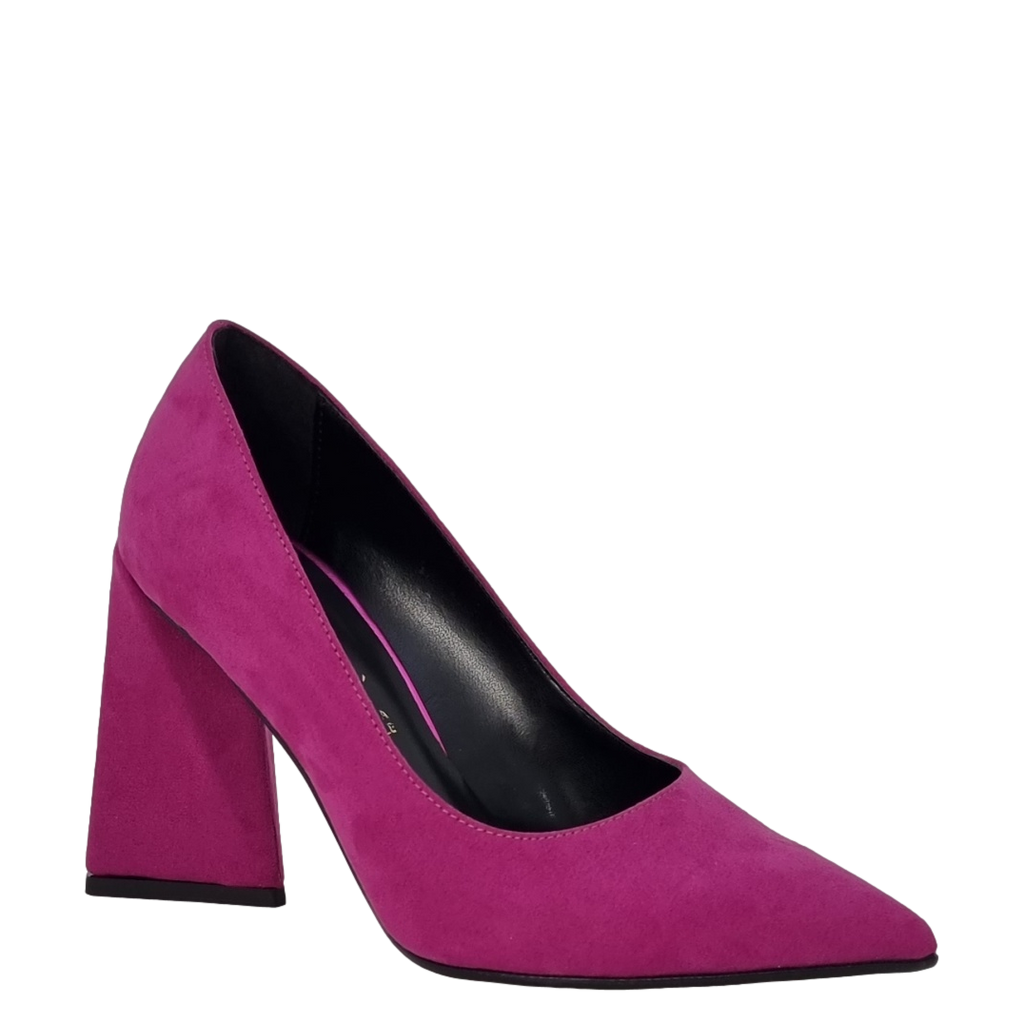 Decoltè camoscio fuxia tacco a piramide F/W