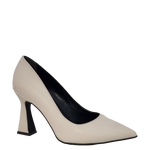 Décolleté tacco alto a rocchetto in pelle panna F/W