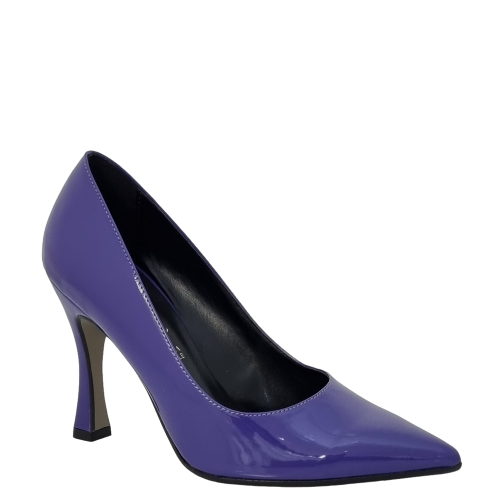 Decoltè viola in vernice con tacco alto made in italy F/W