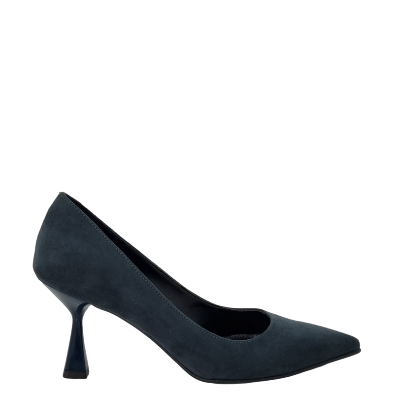 Décolleté in camoscio verde con tacco laccato F/W