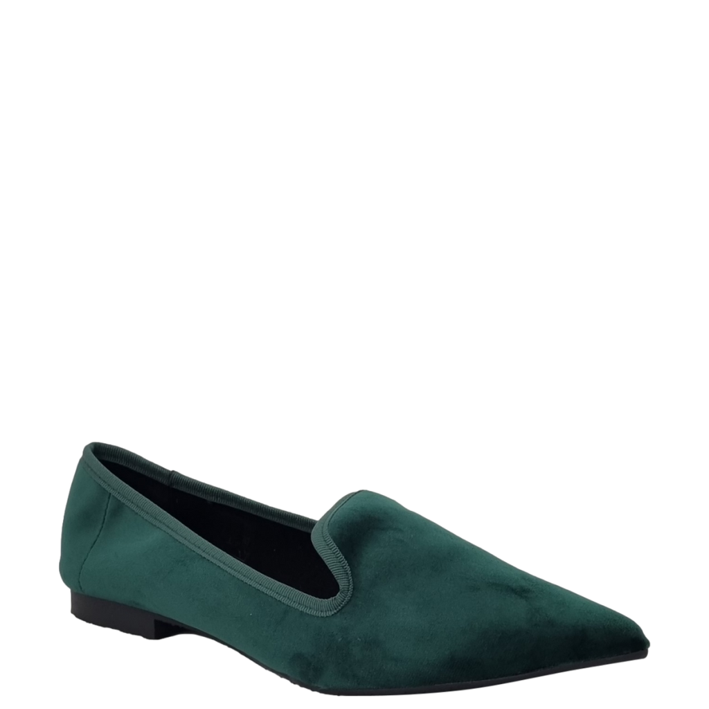 Ballerine verde a punta in vellutino F/W