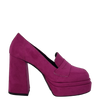 Mocassini con tacco e doppio plateau in camoscio fuxia F/W