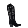 Stivali texani con strass alti al ginocchio camoscio nero F/W