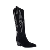 Stivali texani con strass alti al ginocchio camoscio nero F/W