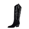 Stivali texani con strass alti al ginocchio camoscio nero F/W