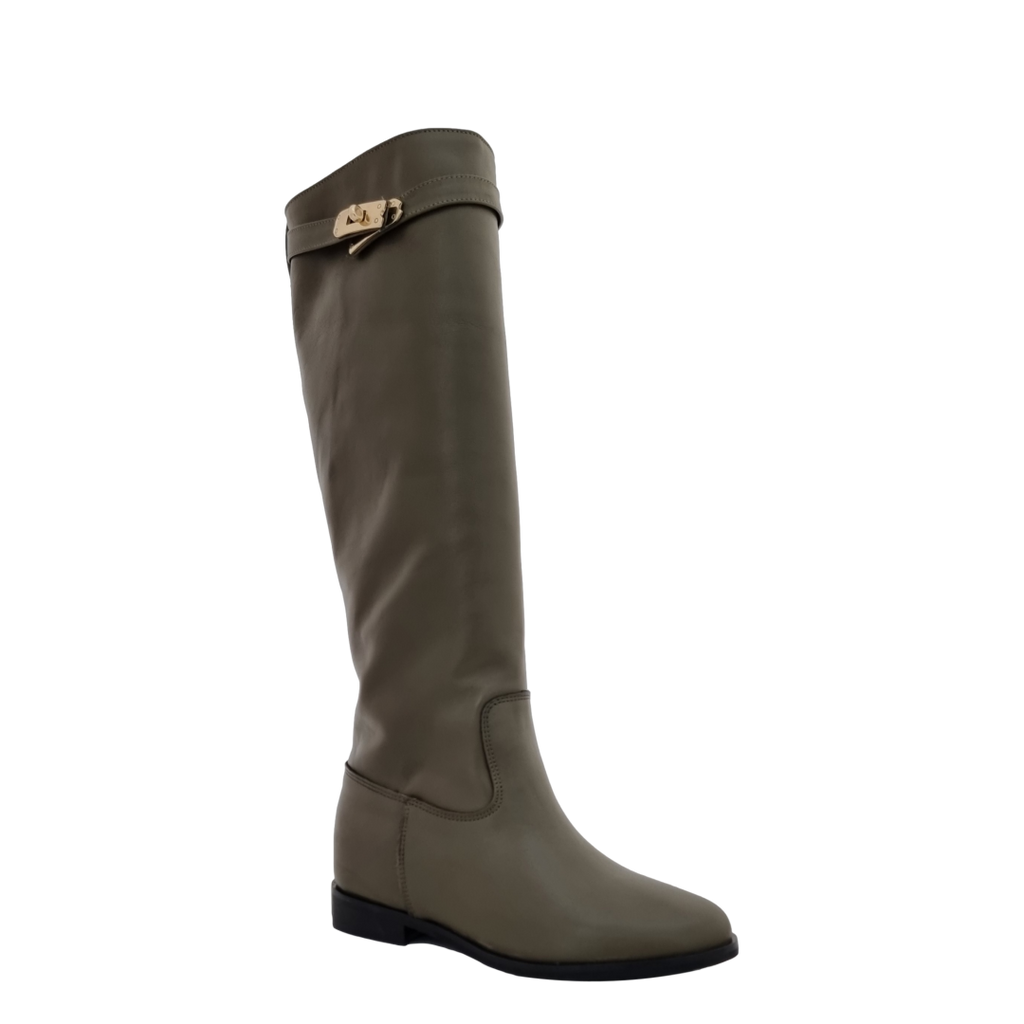 Stivali sotto al ginocchio con accessorio pelle verde V F/W