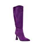 Stivali con tacco alto a rocchetto in camoscio viola F/W