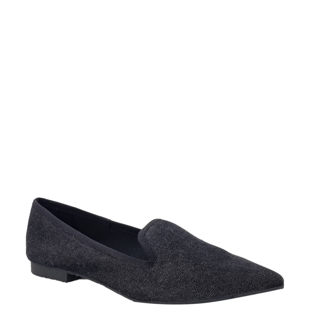 Ballerine a punta in jeans nero