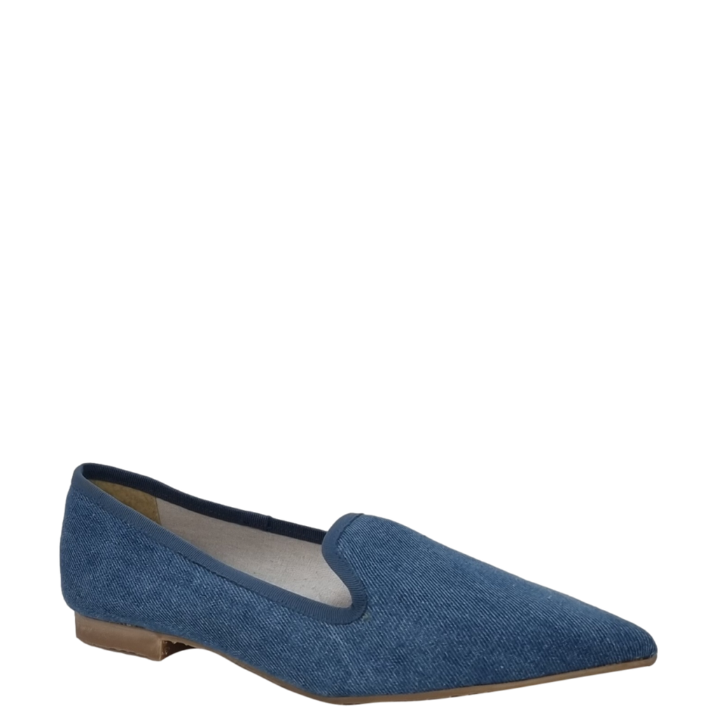 Ballerine a punta in jeans blu chiaro