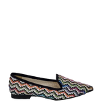 Ballerine a punta in tessuto multicolor caraibi nero