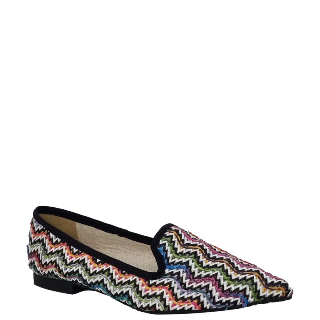 Ballerine a punta in tessuto multicolor caraibi nero