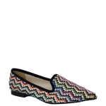 Ballerine a punta in tessuto multicolor caraibi nero
