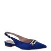 Ballerine chanel a punta in camoscio bluette con accessorio oro