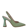Décolleté chanel pelle verde scollo a V con tacco a clessidra