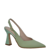 Décolleté chanel pelle verde scollo a V con tacco a clessidra
