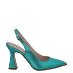 Décolleté chanel laminato tiffany con tacco a clessidra