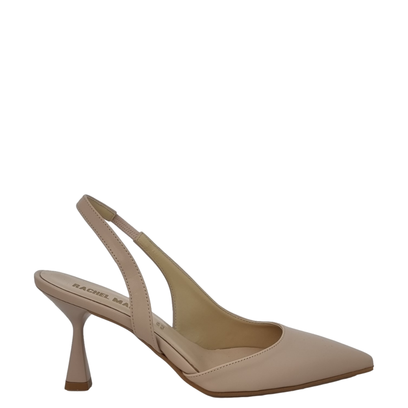 Décolleté chanel con elastico in pelle nude tacco laccato