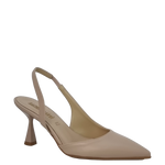 Décolleté chanel con elastico in pelle nude tacco laccato