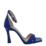 Sandalo punta quadrata in vernice blu