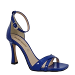 Sandalo punta quadrata in vernice blu