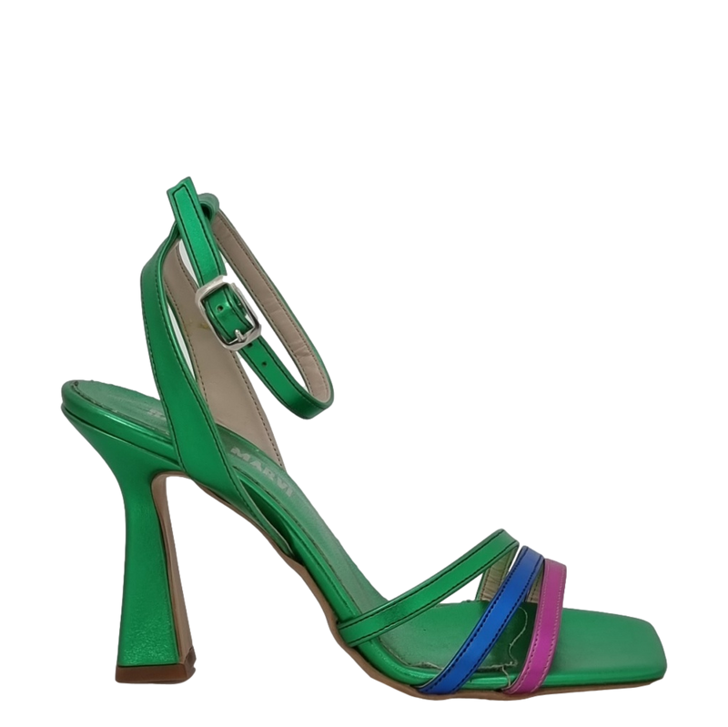 Sandalo punta quadrata in laminato multicolor