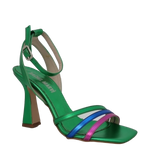 Sandalo punta quadrata in laminato multicolor